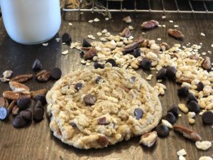 Giant Kitchen Sink Cookies from Farmwife Feeds are a soft chewy cookie you can add anything and everything to. #cookies #giantcookies #homemade #kitchensink