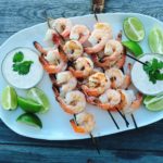 Lime Grilled Shrimp with Creamy Dipping Sauce from Farmwife Feeds is a simple grilled meal perfect for warm summer evenings. #shrimp #grill #lime