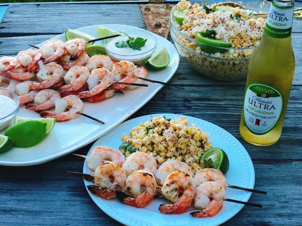 Lime Grilled Shrimp with Creamy Dipping Sauce from Farmwife Feeds is a simple grilled meal perfect for warm summer evenings. #shrimp #grill #lime