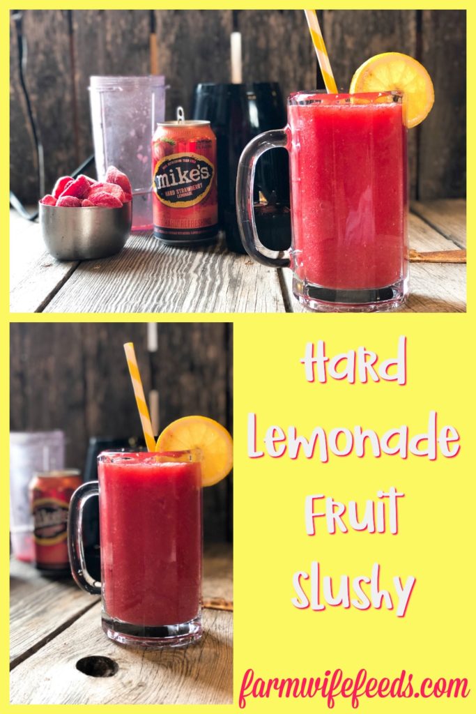 Hard Lemonade Fruit Slushie from Farmwife Feeds is a refreshing cocktail for any occasion, even a Tuesday! #cocktail #hardlemonade #slushie #slushy