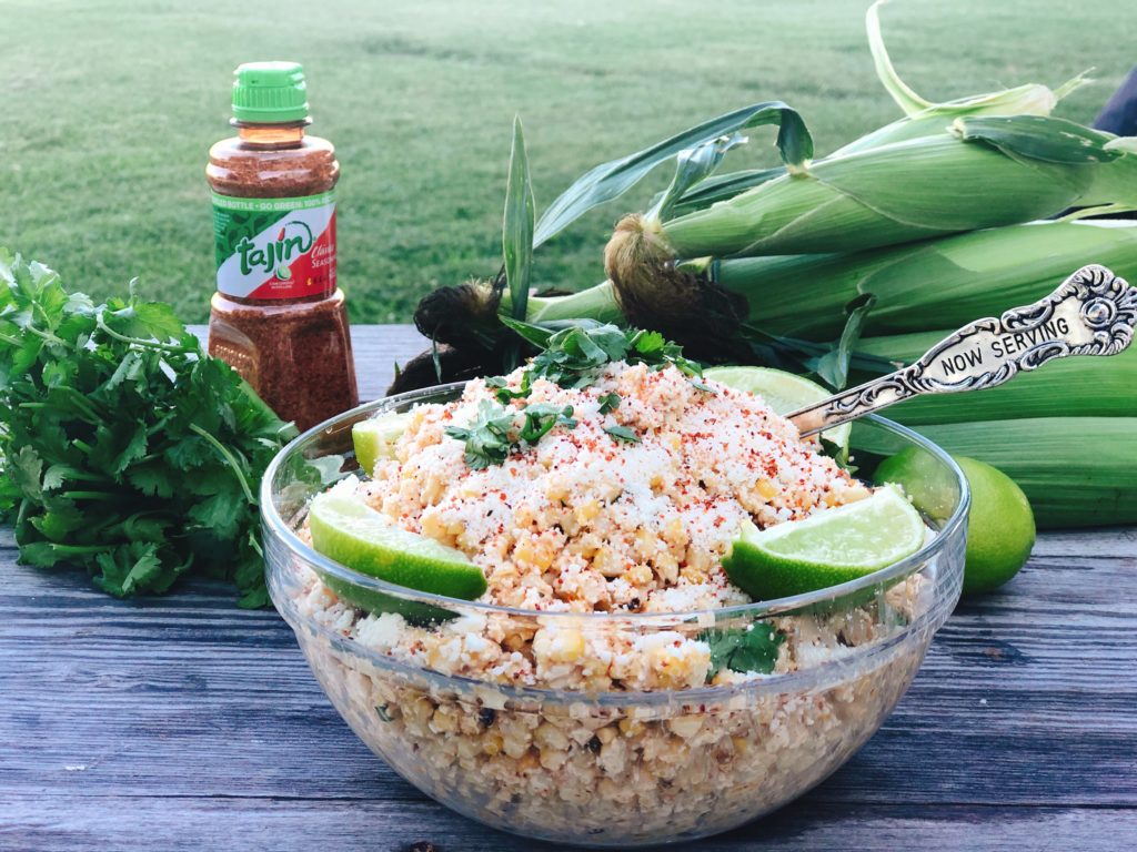 Mexican Street Corn Salad from Farmwife Feeds has all the original flavors of Mexican Street Corn but can be made up ahead and served when you're ready. #mexicanstreetcorn #salad #sweetcorn