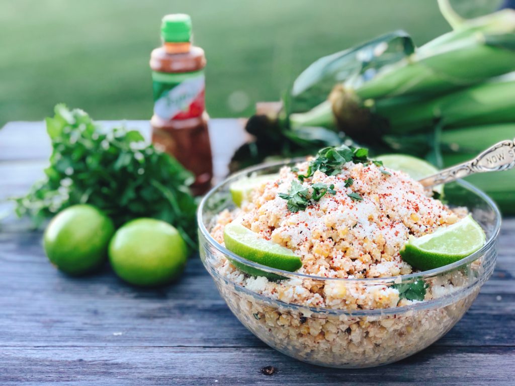 Mexican Street Corn Salad from Farmwife Feeds has all the original flavors of Mexican Street Corn but can be made up ahead and served when you're ready. #mexicanstreetcorn #salad #sweetcorn