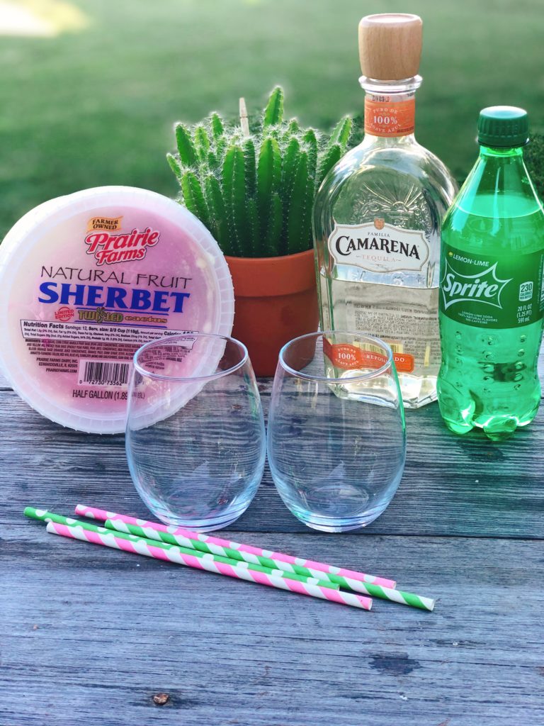 Twisted Cactus Tequila Punch from Farmwife Feeds, 3 ingredients for a fun drink by the glass or in a punchbowl for a crowd! #tequila #punch #sherbet #cocktail #pinkcocktail