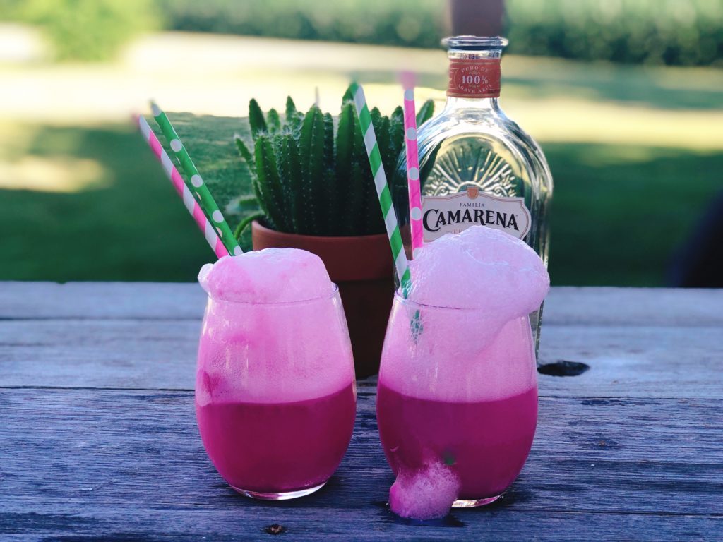 Twisted Cactus Tequila Punch from Farmwife Feeds, 3 ingredients for a fun drink by the glass or in a punchbowl for a crowd! #tequila #punch #sherbet #cocktail #pinkcocktail