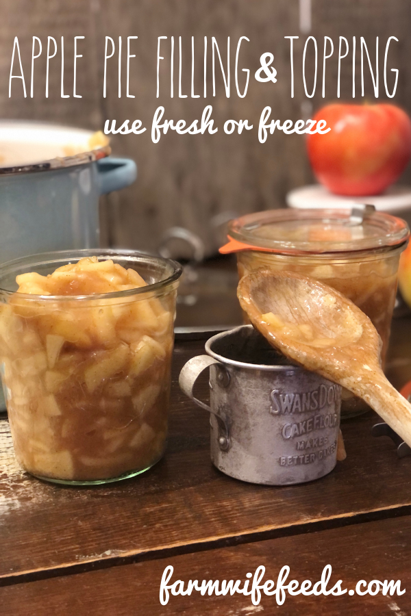 Apple Pie Filling and Topping from Farmwife Feeds is a quick delicious way to freeze apple pie filling ready for anytime the craving hits. #applepie #apple #freezerprep