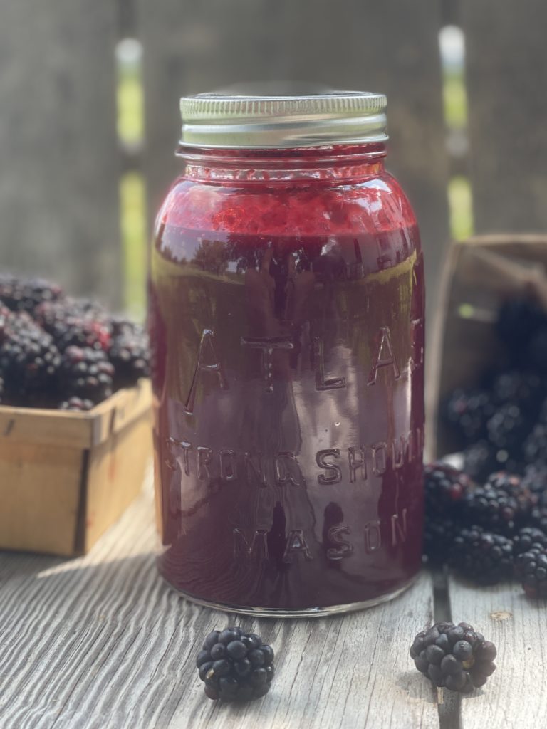 Fresh Sugarless Blackberry Juice from Farmwife Feeds is seedless made with fresh picked blackberries, super simple to make and super delicious to drink and use in recipes! #blackberry #fruit #sugarfree #sugarless