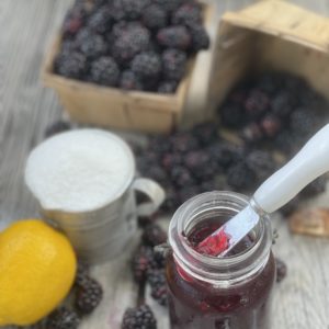 3 Ingredient Seedless Blackberry Jam from Farmwife Feeds. A simple jam using no pectin and the fruit is baked in the oven. #blackberries #jam #recipe