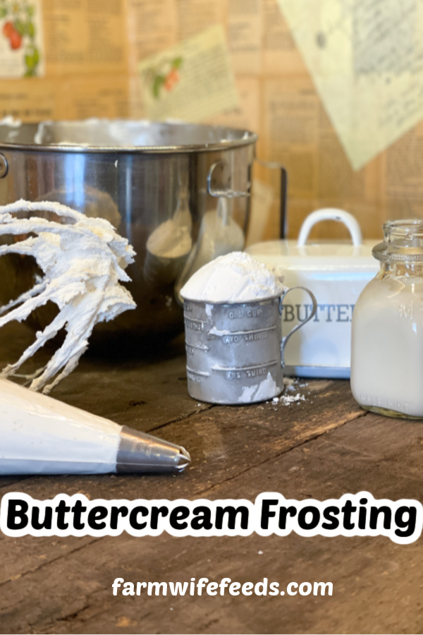 Classic Buttercream Frosting from Farmwife Feeds, creamy rich icing made with 4 simple ingredients that come together in less than 10 minutes. #frosting #buttercream #easyrecipe #icing