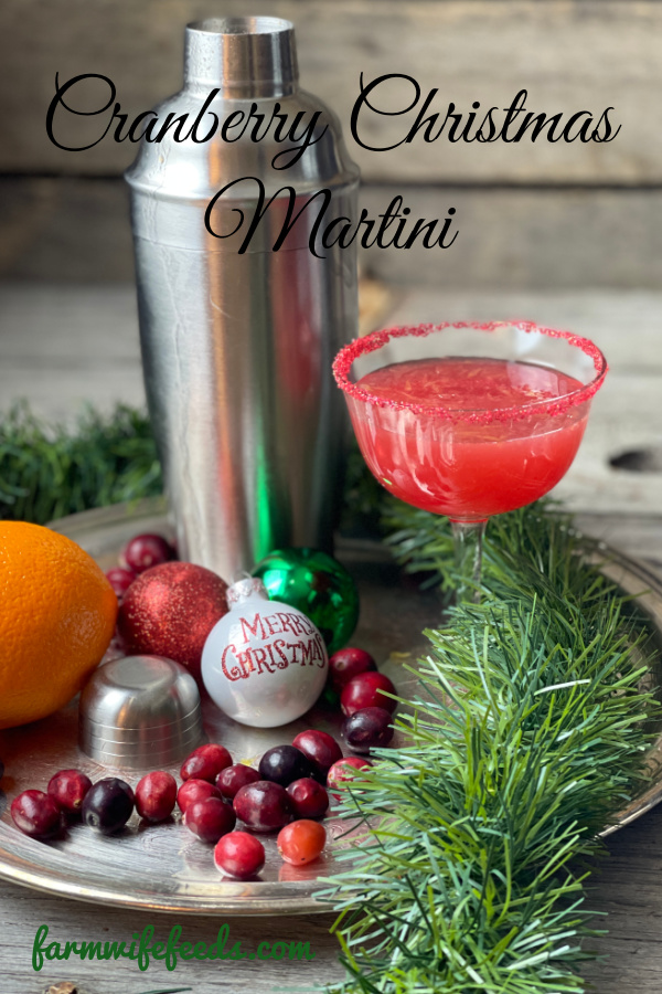 Cranberry Christmas Martini from Farmwife Feeds, 3 ingredients in a 1:1:1 ratio that is perfect for one cocktail a double or make in a punch bowl for that holiday party. #christmasdrinks #cranberry #party #martini