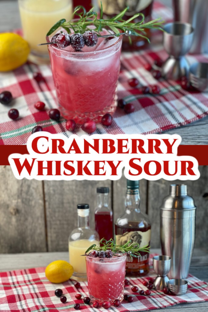 Cranberry Whiskey Sour from Farmwife Feeds. A festive twist on a classic cocktail, perfect during the holiday season. #whiskeysour #cranberry #cocktail #holidaydrink