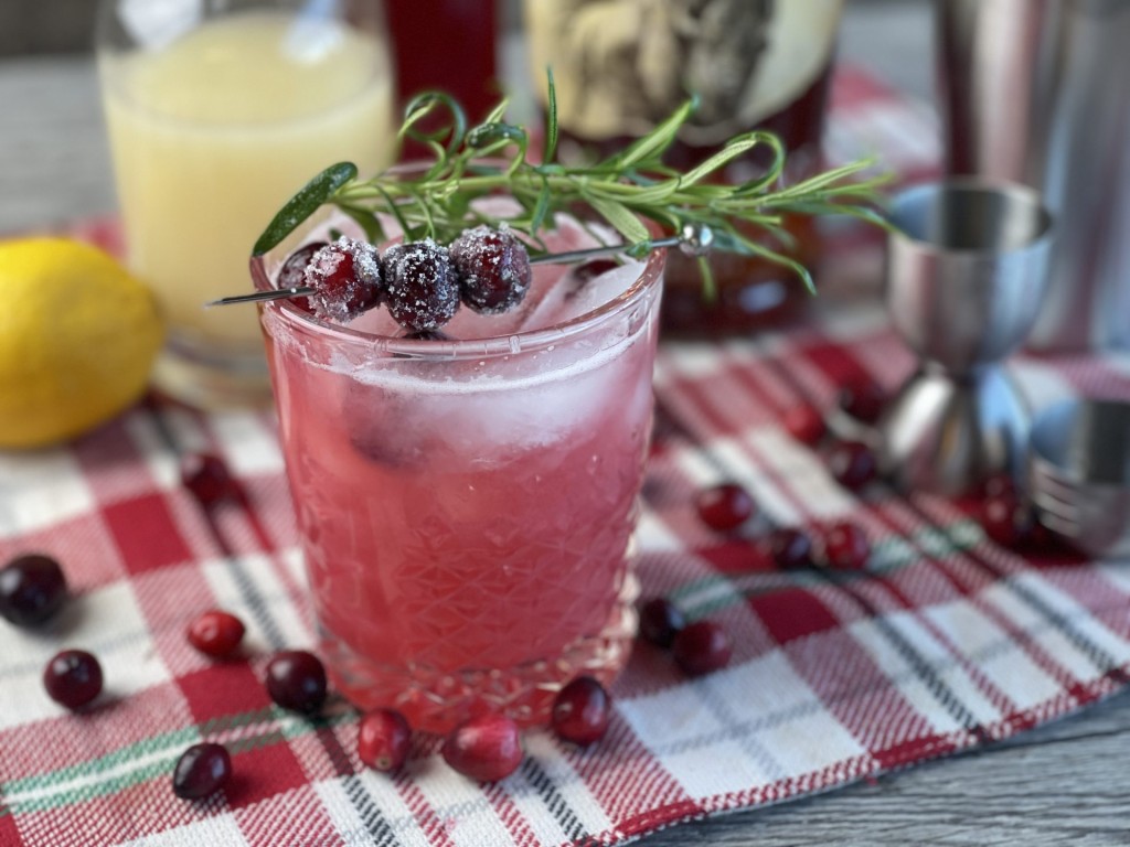 Cranberry Whiskey Sour from Farmwife Feeds. A festive twist on a classic cocktail, perfect during the holiday season. #whiskeysour #cranberry #cocktail #holidaydrink